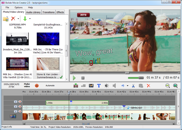 Bolide Movie Creator - video editing software for laptop